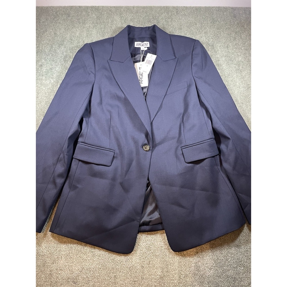 Argent single button navy blue blazer size 10 single button career